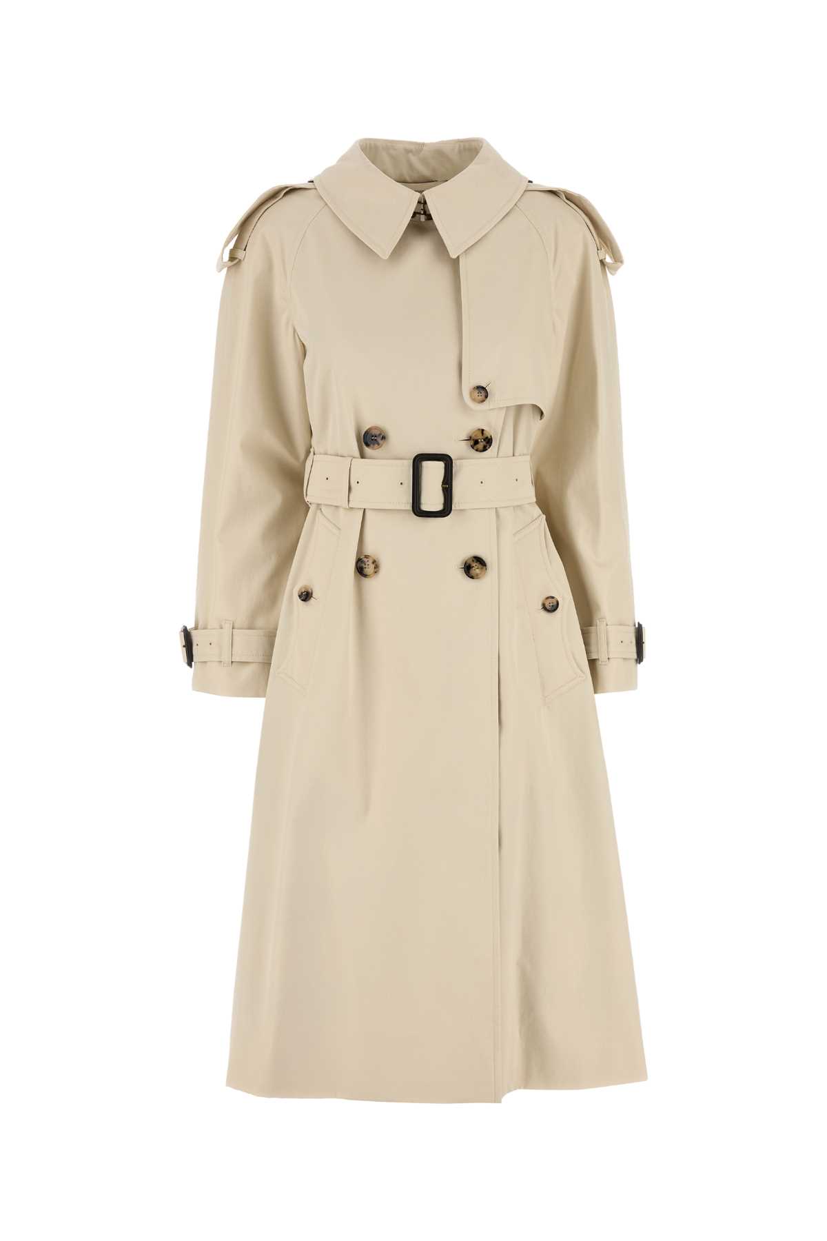 Burberry Women Beige Gabardine Fitzrovia Long Trench Coat