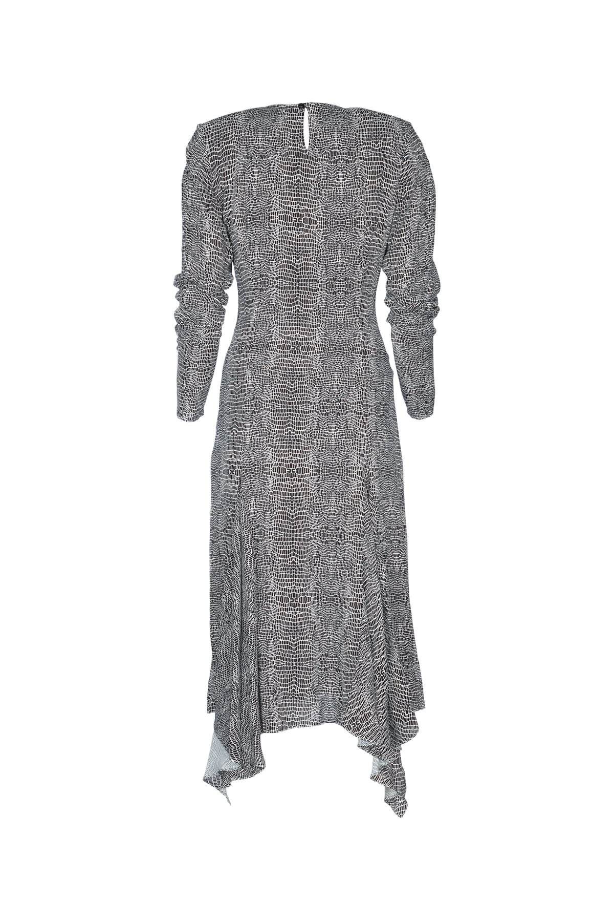 Elisabetta Franchi Python Print Dress Long Sleeves In Gray
