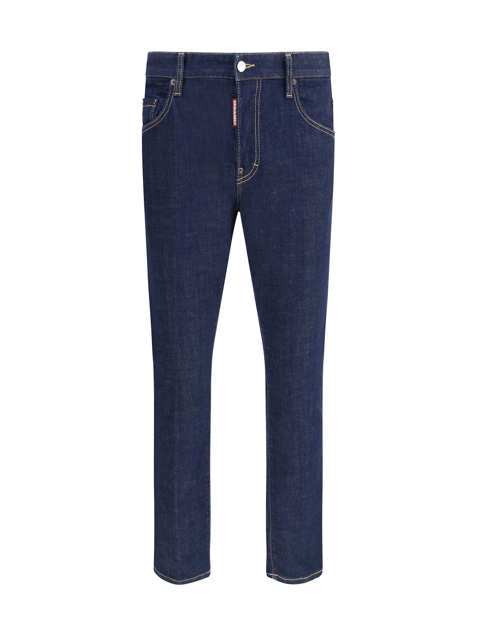 Dsquared2 Blue Jeans With Belt Loops And Logo Patch On The Rear In Blue