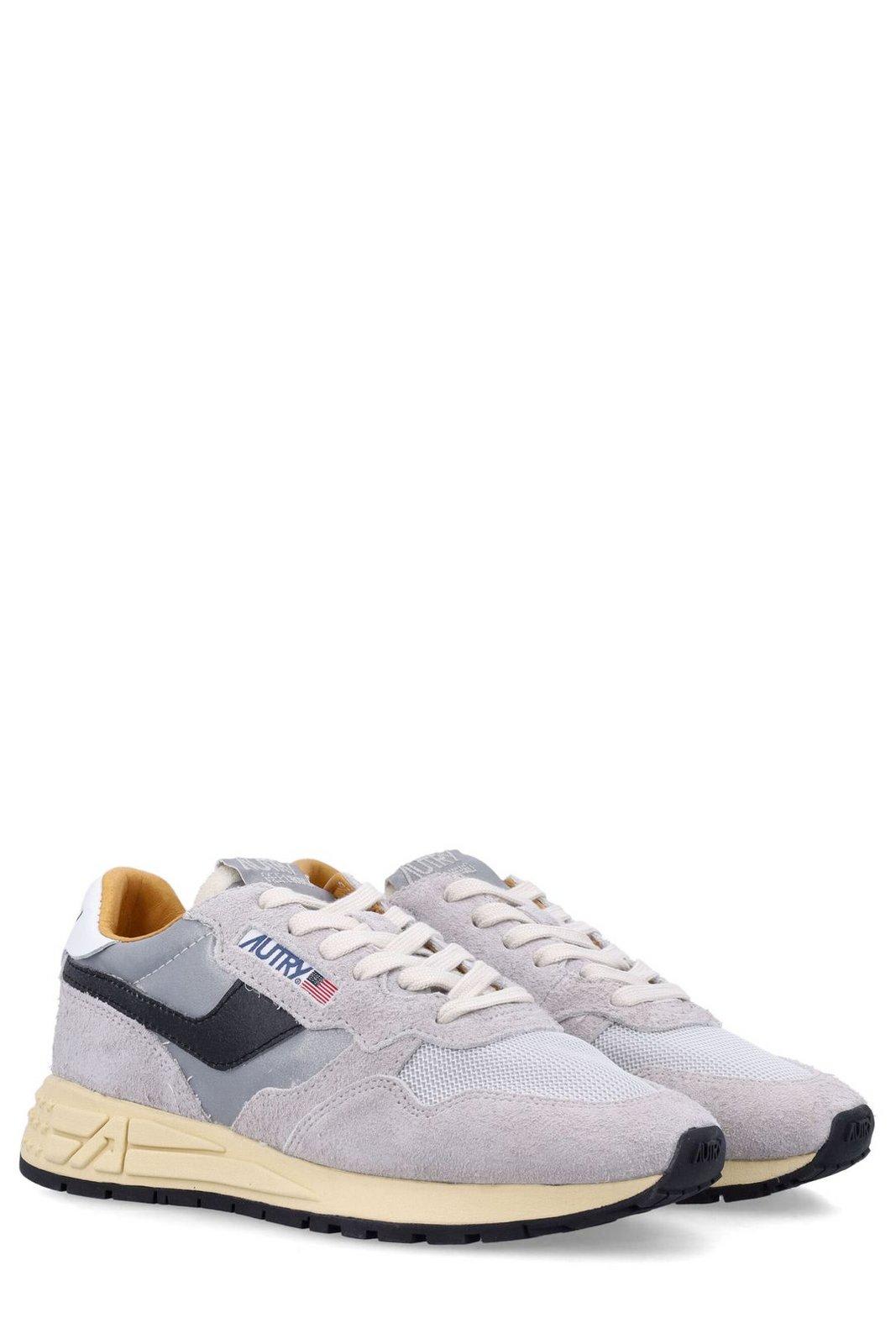 Shop Autry Reelwind Low Sneakers In Sand/silver