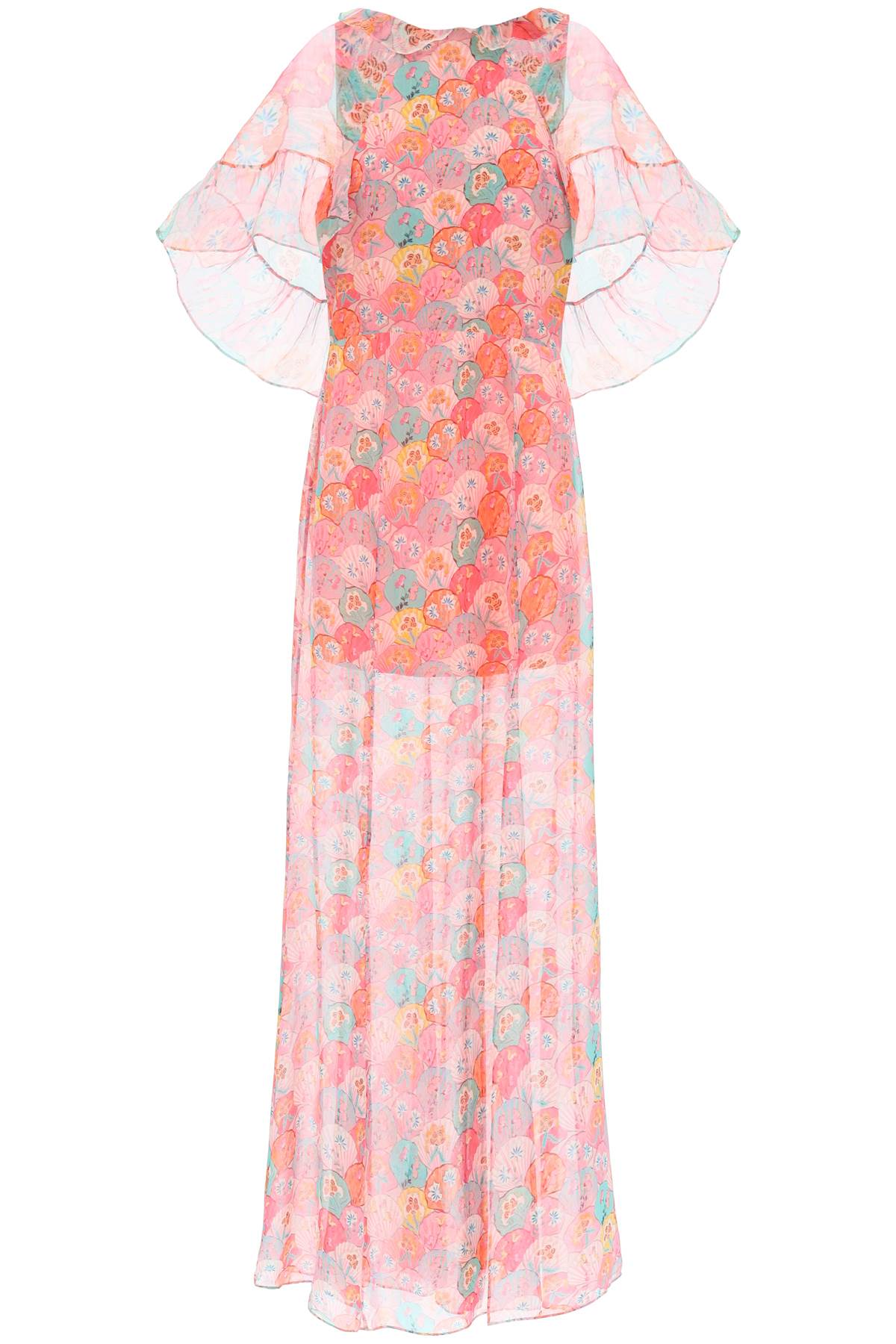 Shop Saloni Maxi Natalia Silk Georgette In Atlantis Fuchsia Big