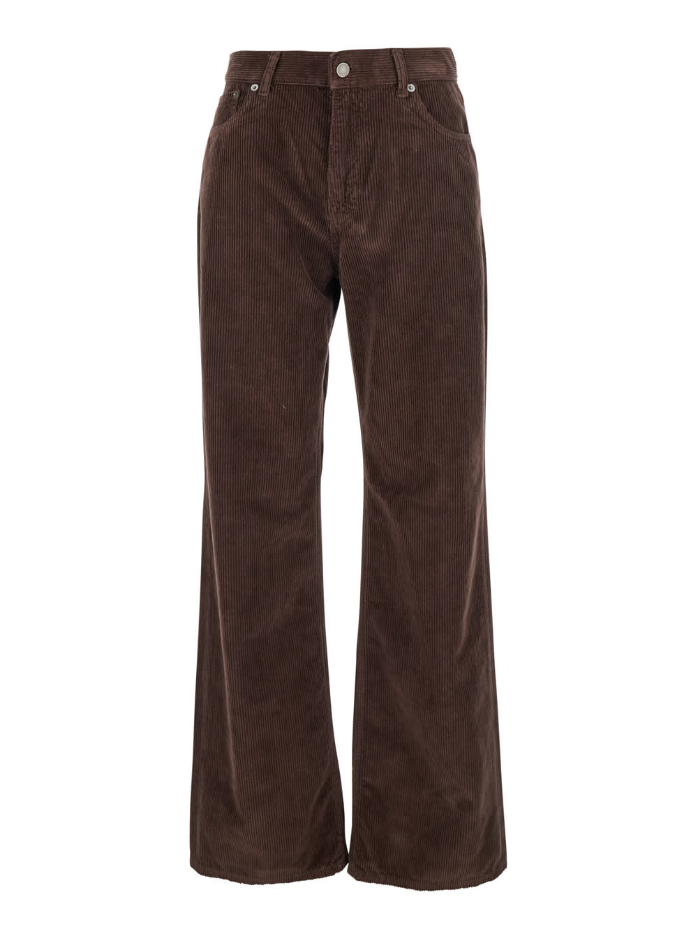 Haikure Korea Brown Pants With Logo Patch On The Rear In Corduroy Woman In Brown