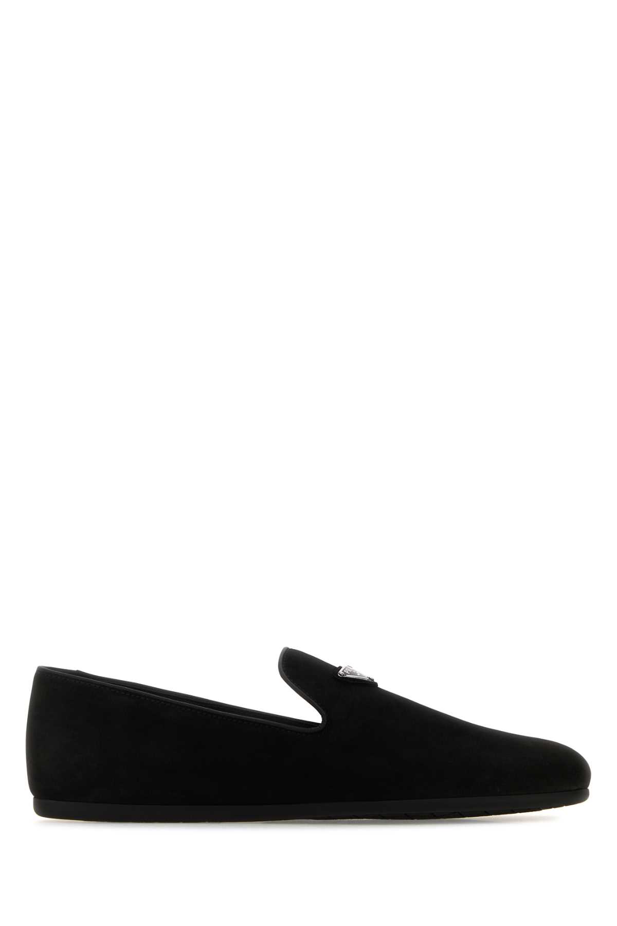 Shop Prada Black Suede Loafers In Nero