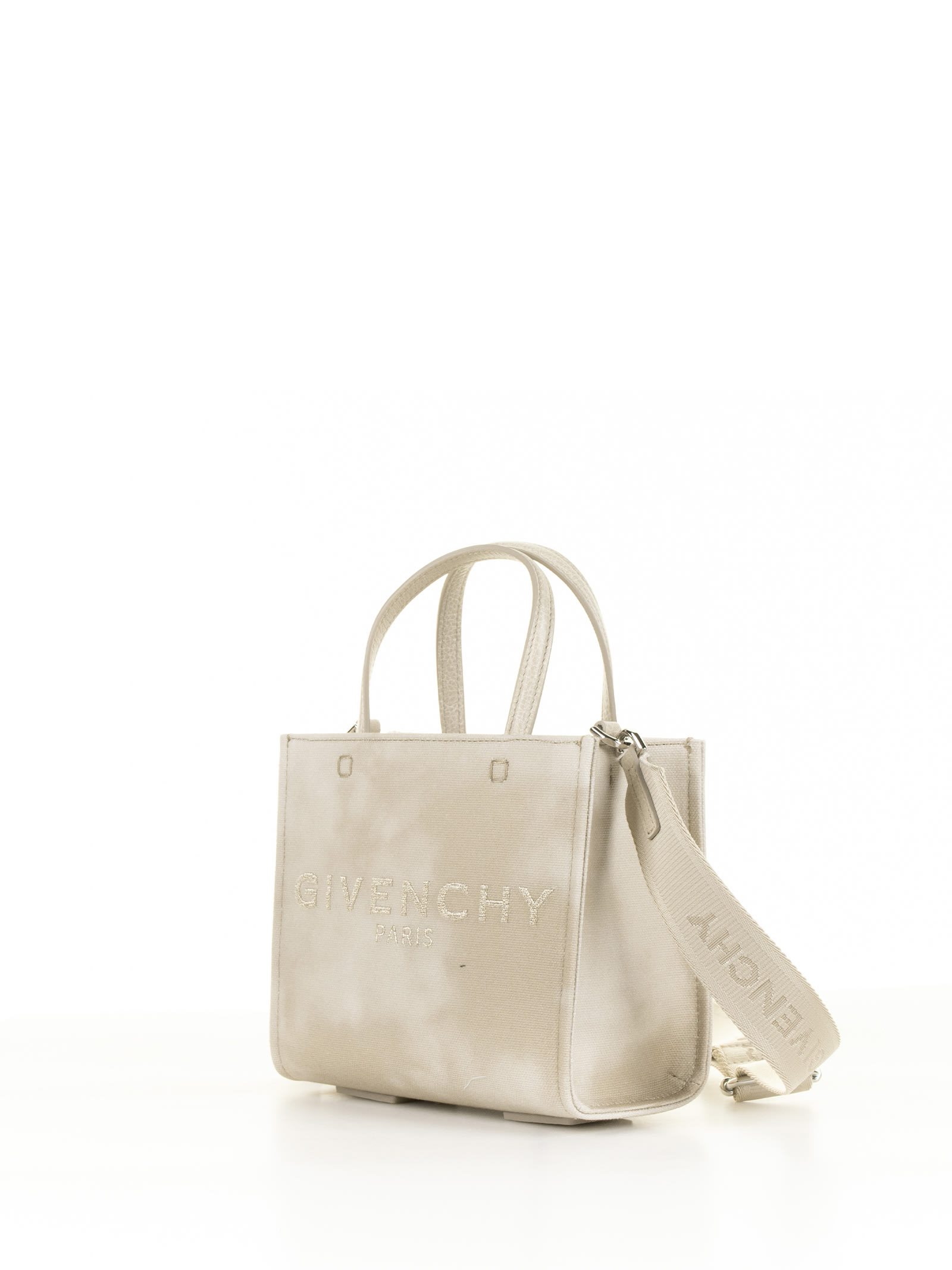 Shop Givenchy Mini Tote Bag In Tie-dye Canvas In Dusty Gold