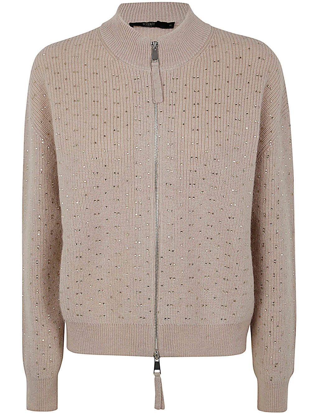 Shop Seventy Bomber With Strass In Beige