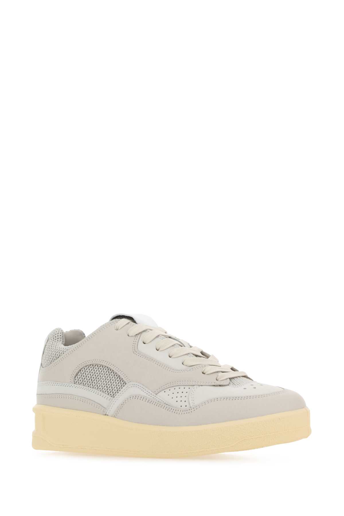 Jil Sander Grey Canvas And Rubber Basket Sneakers In 055