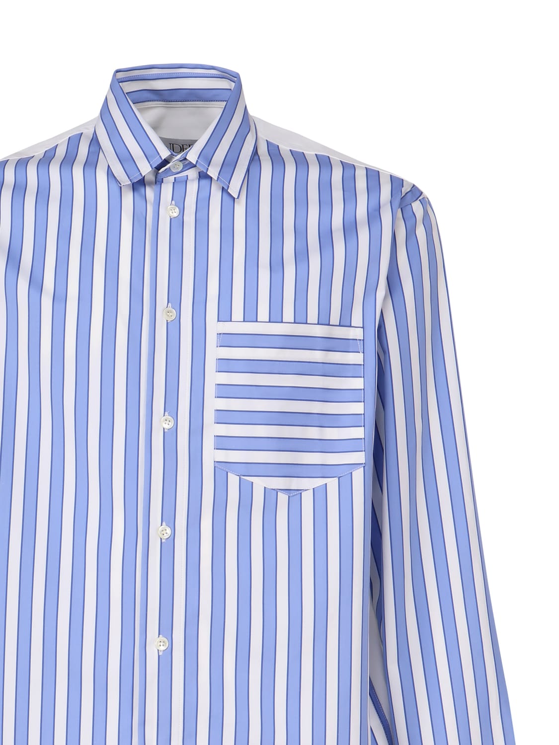 Shop Jw Anderson Striped Shirt With Insert Design In Light Blue/white