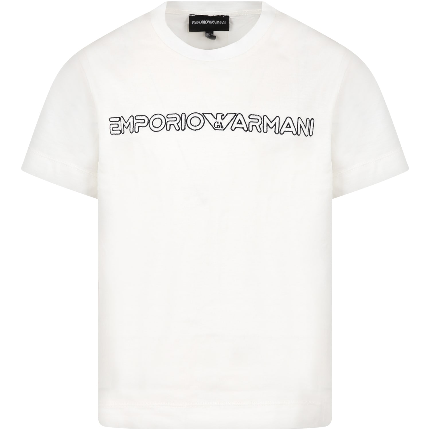 Armani Collezioni White T-shirt For Boy With Logo