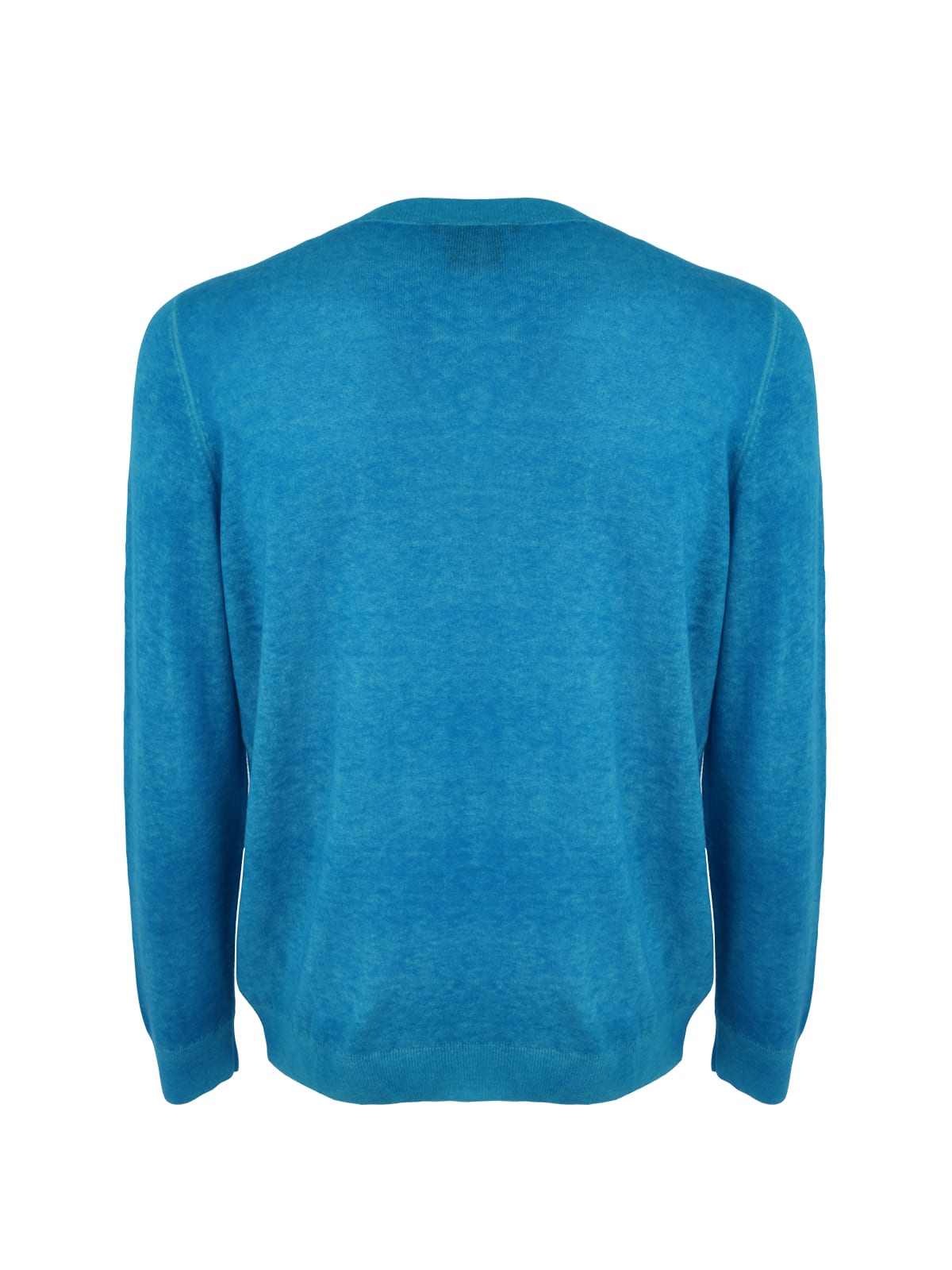 Shop Avant Toi Light Wool Cashmere Round Neck Pullover With Destroyed Edges In Curacao