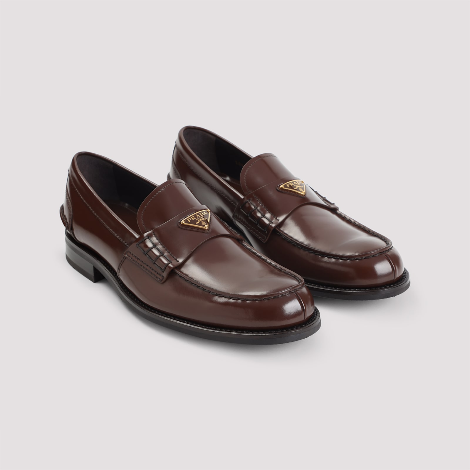 Prada Brushed Calf Leather Lace-up Loafers In Black