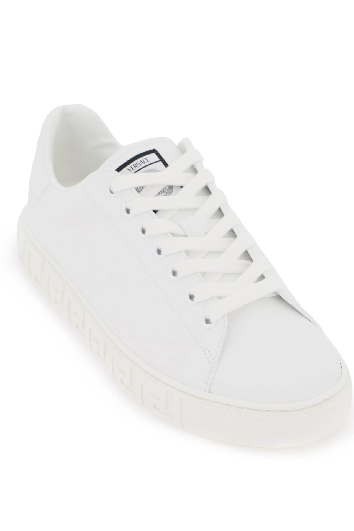 Shop Versace Greca Sneakers In White (white)