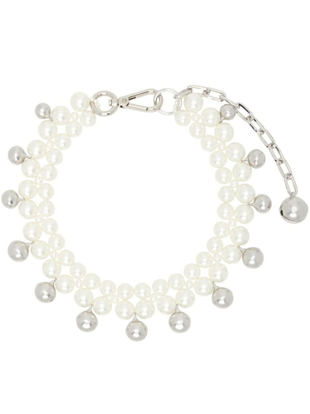 Shop Simone Rocha Double Bell Charm And Pearl Necklace