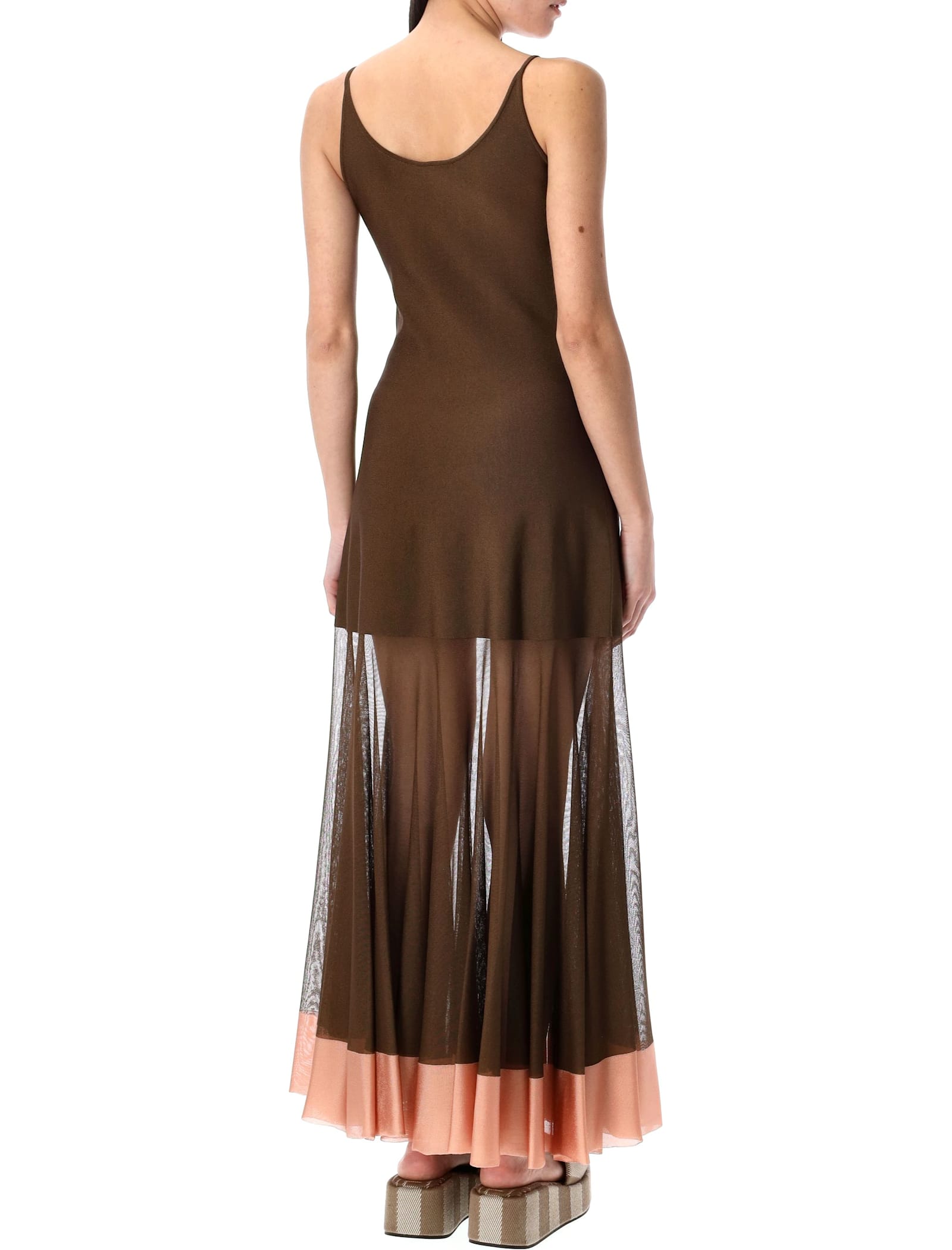 Fendi Chocolate Viscose Blend Dress In Brown