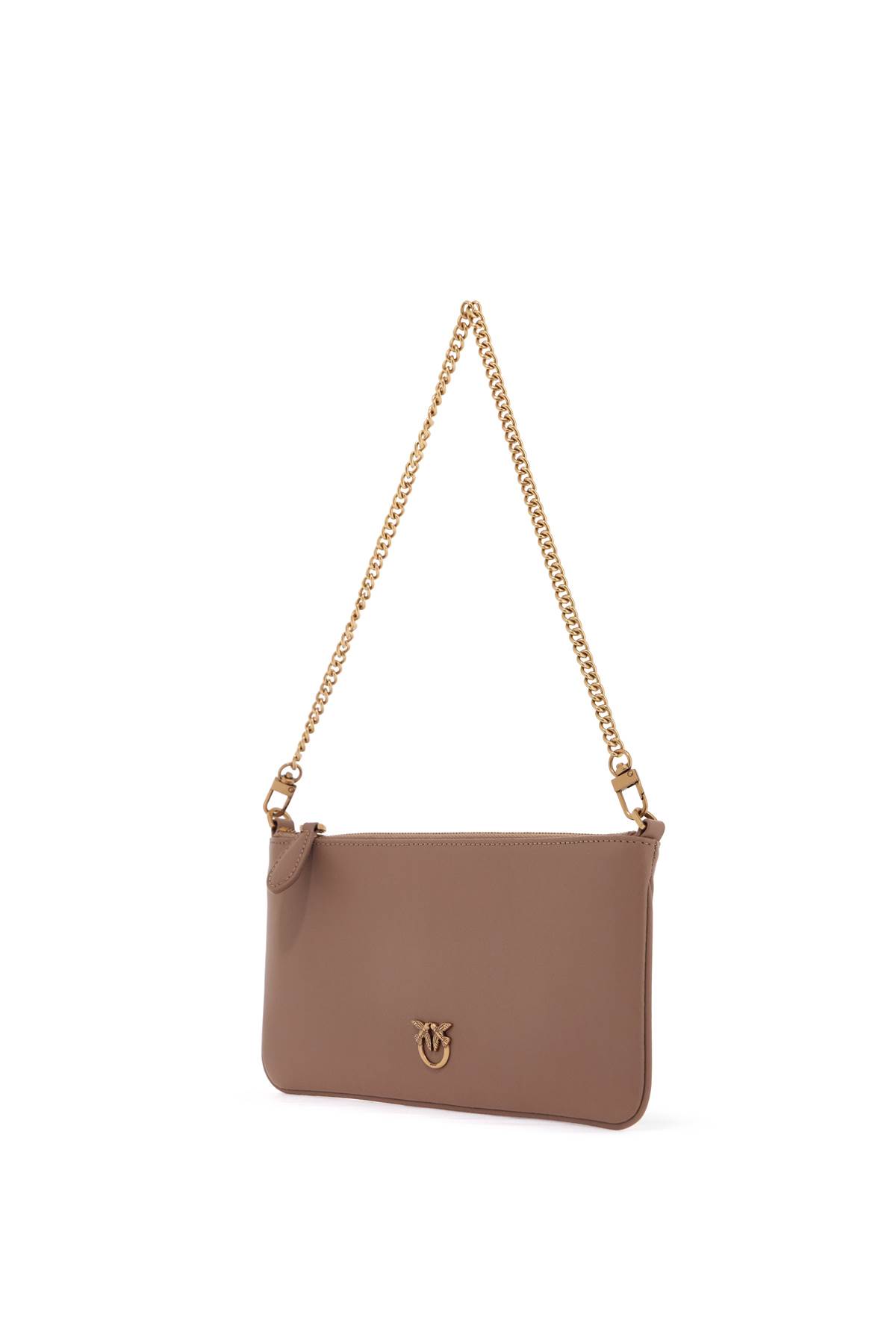 Pinko Horizontal Flat Clutch In Biscotto Zenzero-antique Gold (beige)
