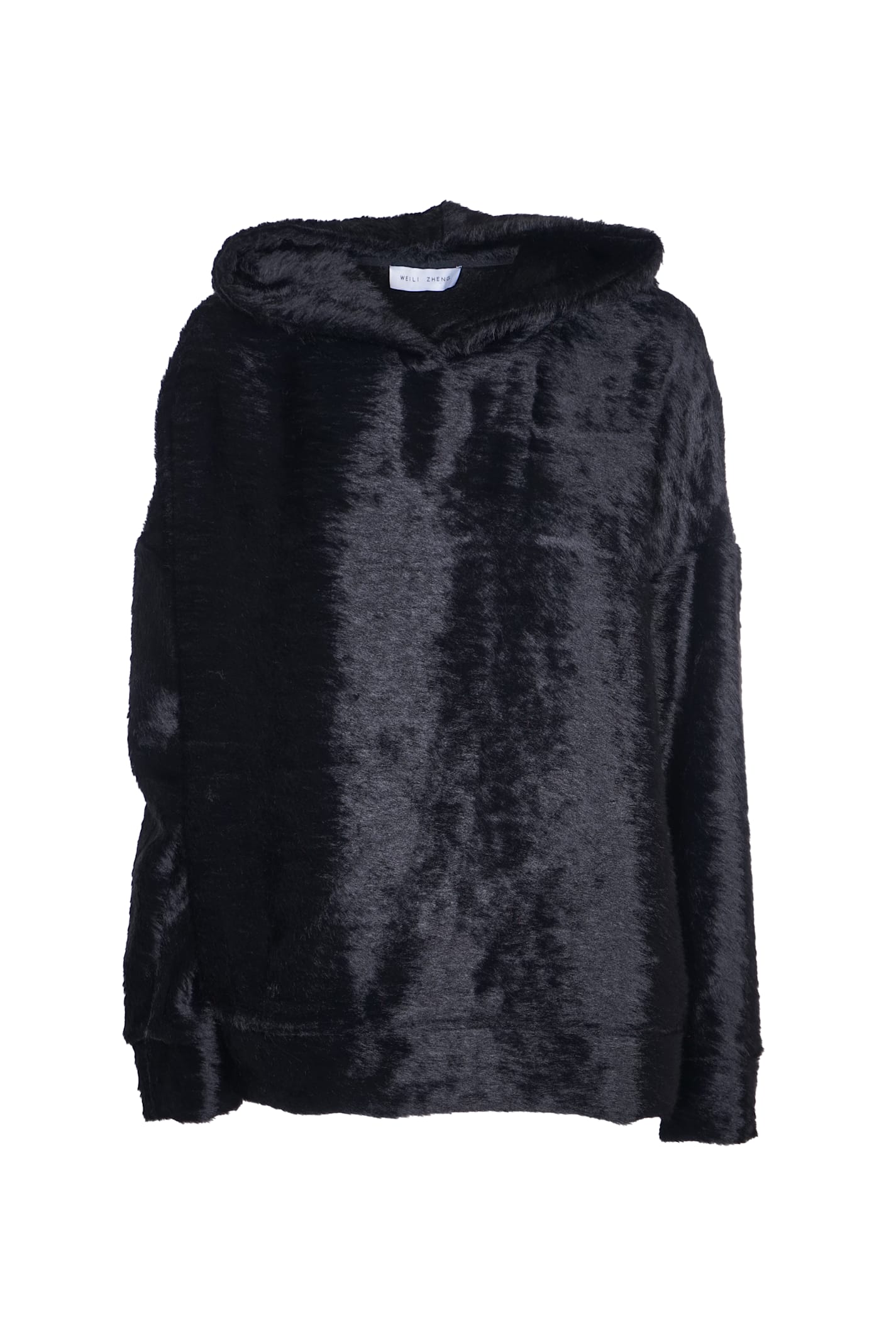 Fur Applique Velvet Hooded Sweater