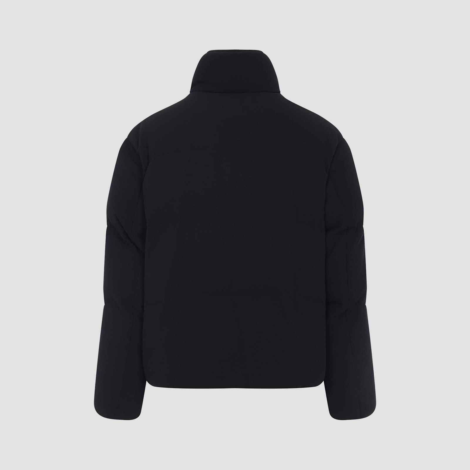 Giorgio Armani Quilted High Collar Jacket With Front Pockets In Black