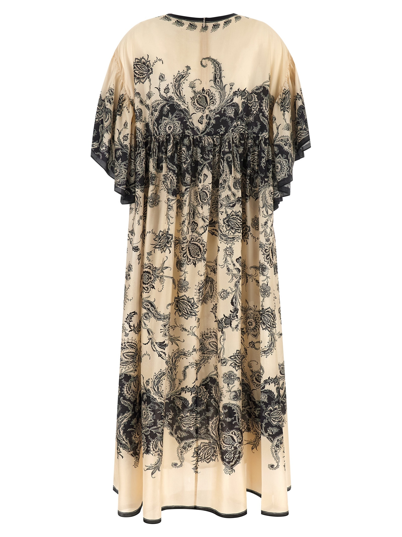 Zimmermann Cream Floral Habotai Silk Rhiannon Maxi Dress In Neutral