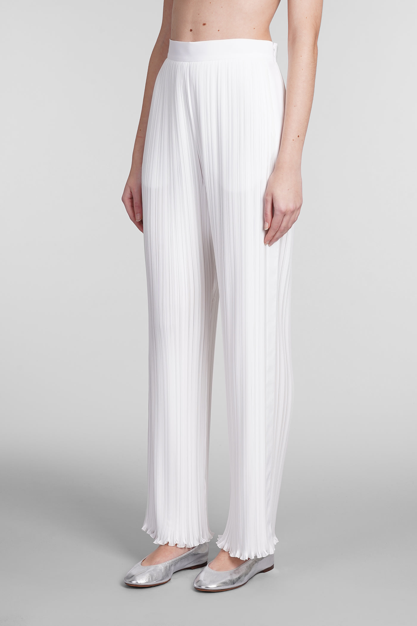 Shop Lanvin Pants In White Polyester