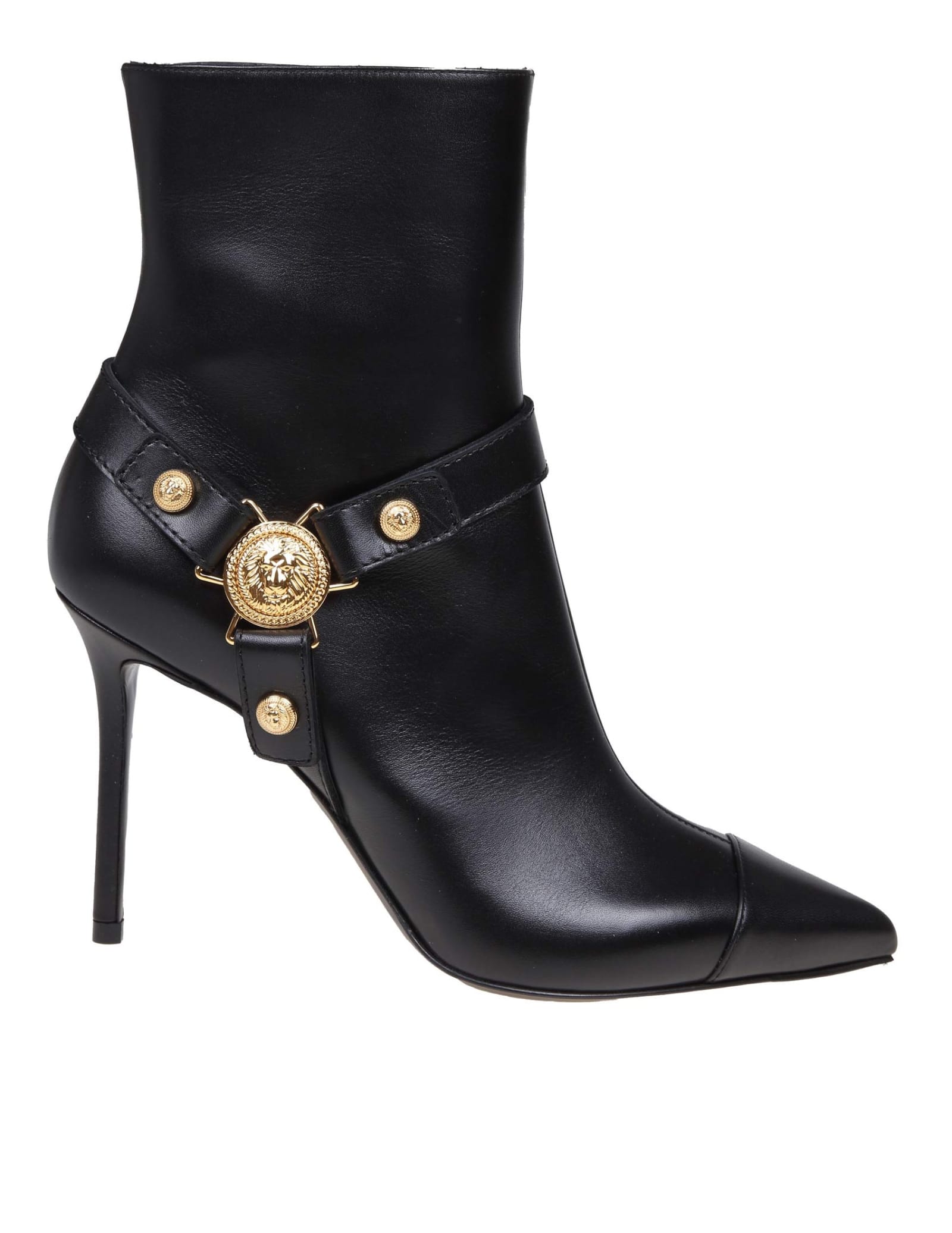 Shop Balmain Black Leather Eva Ankle Boot In Noir