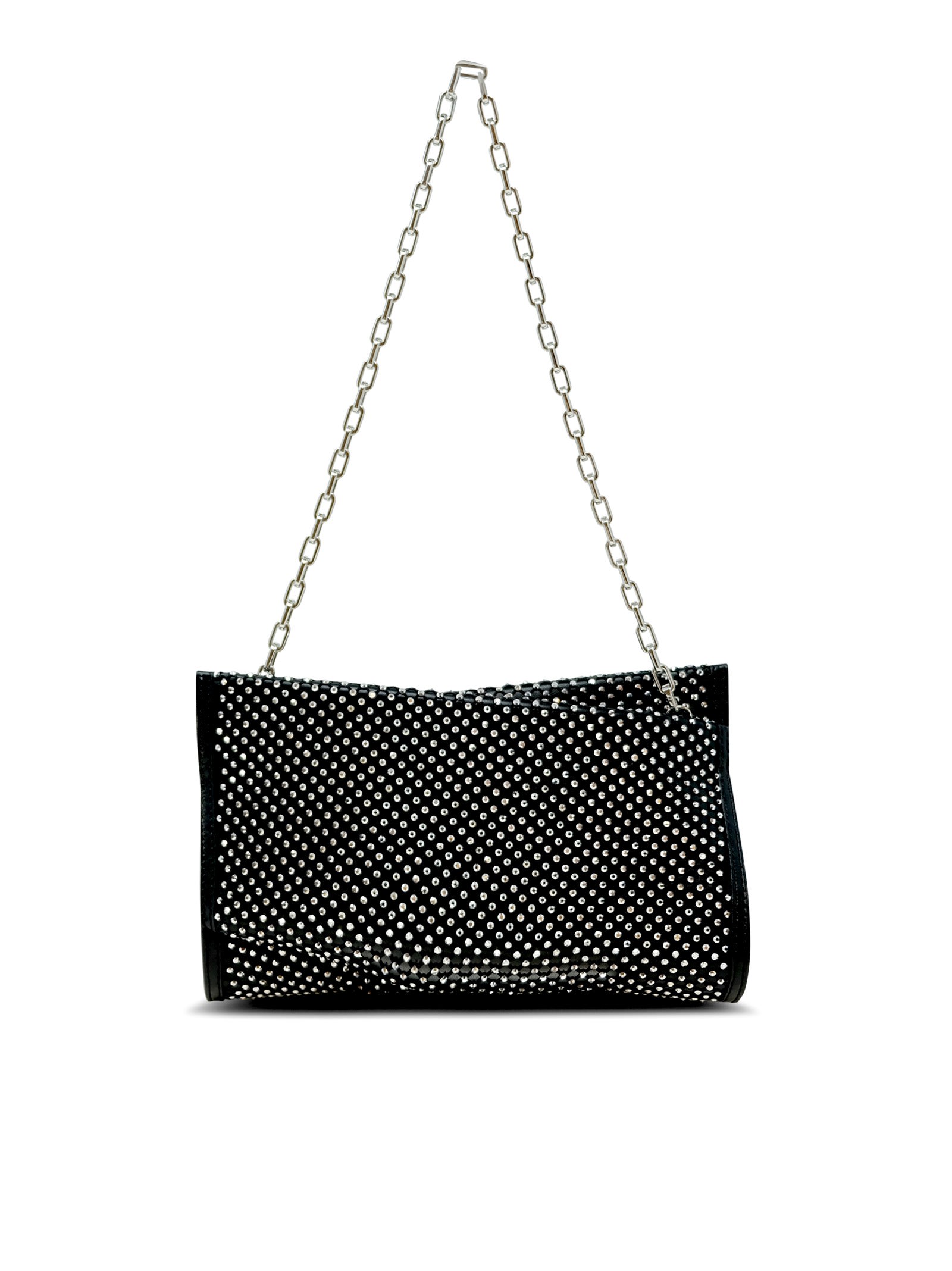 Shop Christian Louboutin Black And Silver Loubitwist Nappa Strass Shoulder Bag