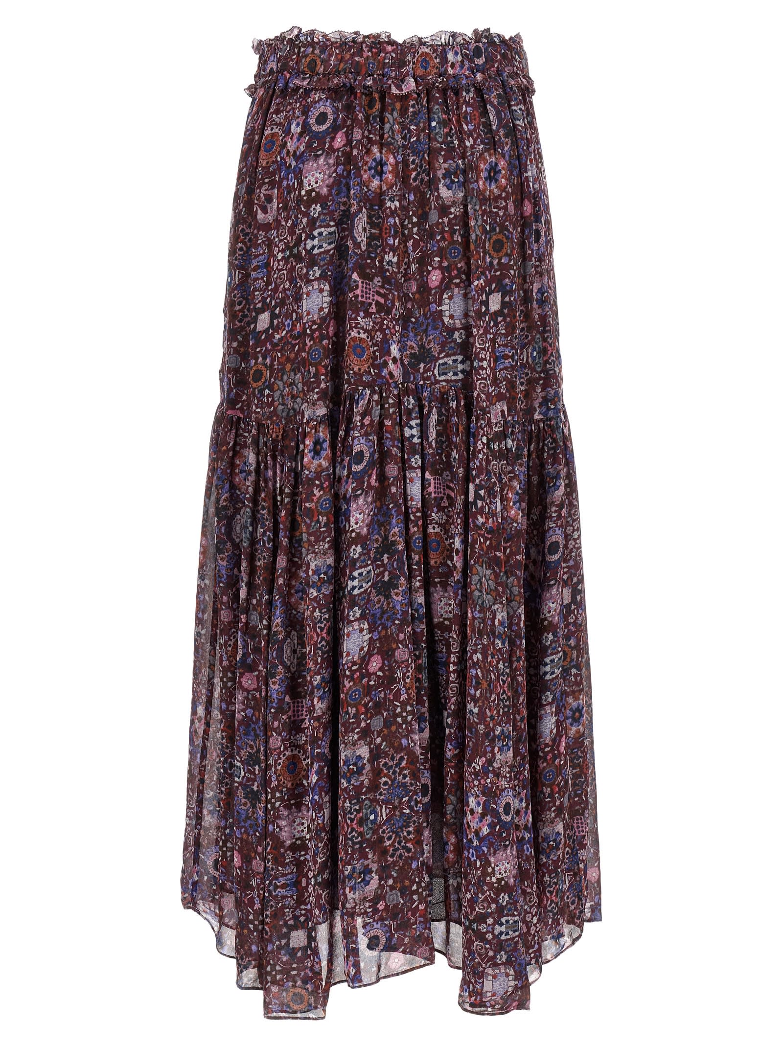 Isabel Marant Étoile Besma Long Printed Crepe Skirt In Multi