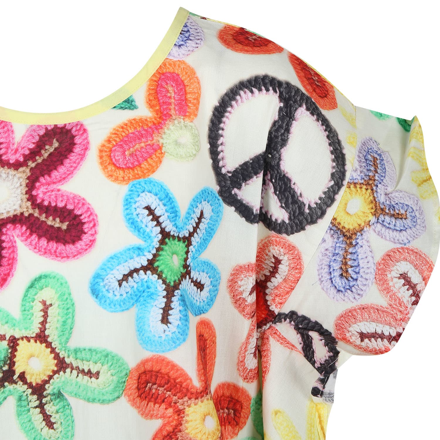 Shop Molo Yellow Swimsuit Cover-up For Girl With Flowers Print In Multicolor