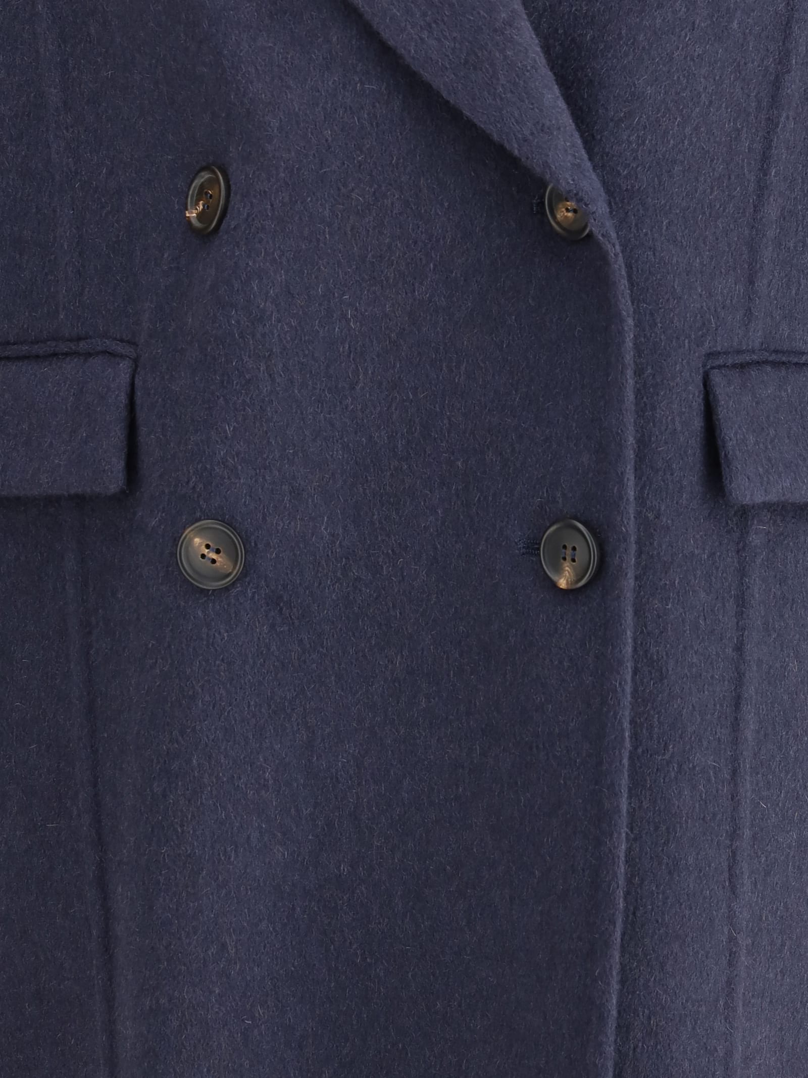 Brunello Cucinelli Cashmere Double-breasted Coat In Blue