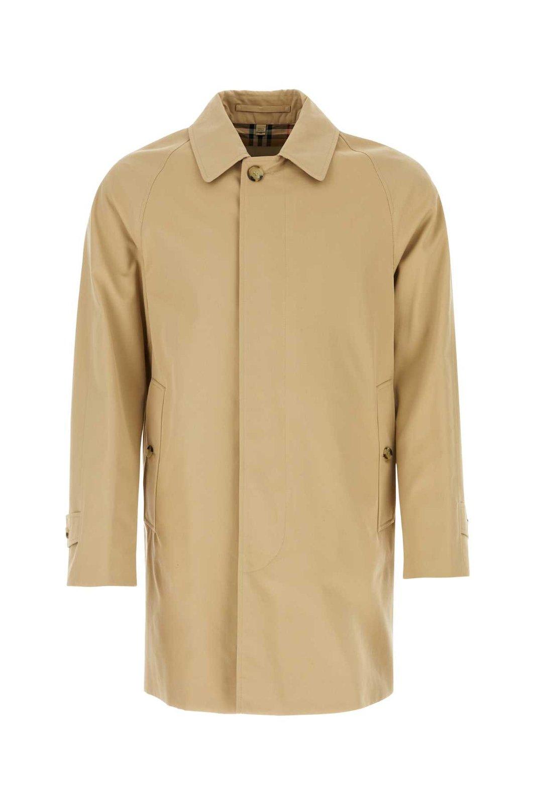 Shop Burberry Long Sleeved Trench Coat In Honey