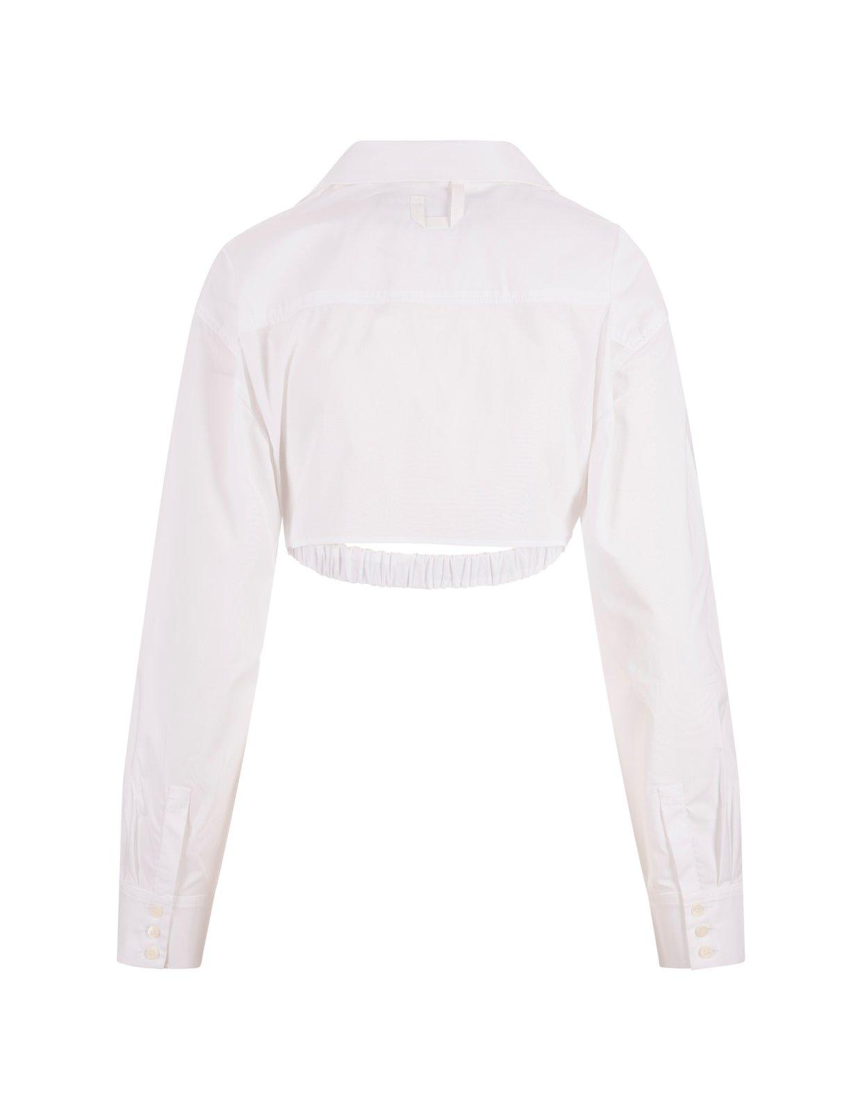 Shop Jacquemus Twist Detailed Cropped Shirt In White