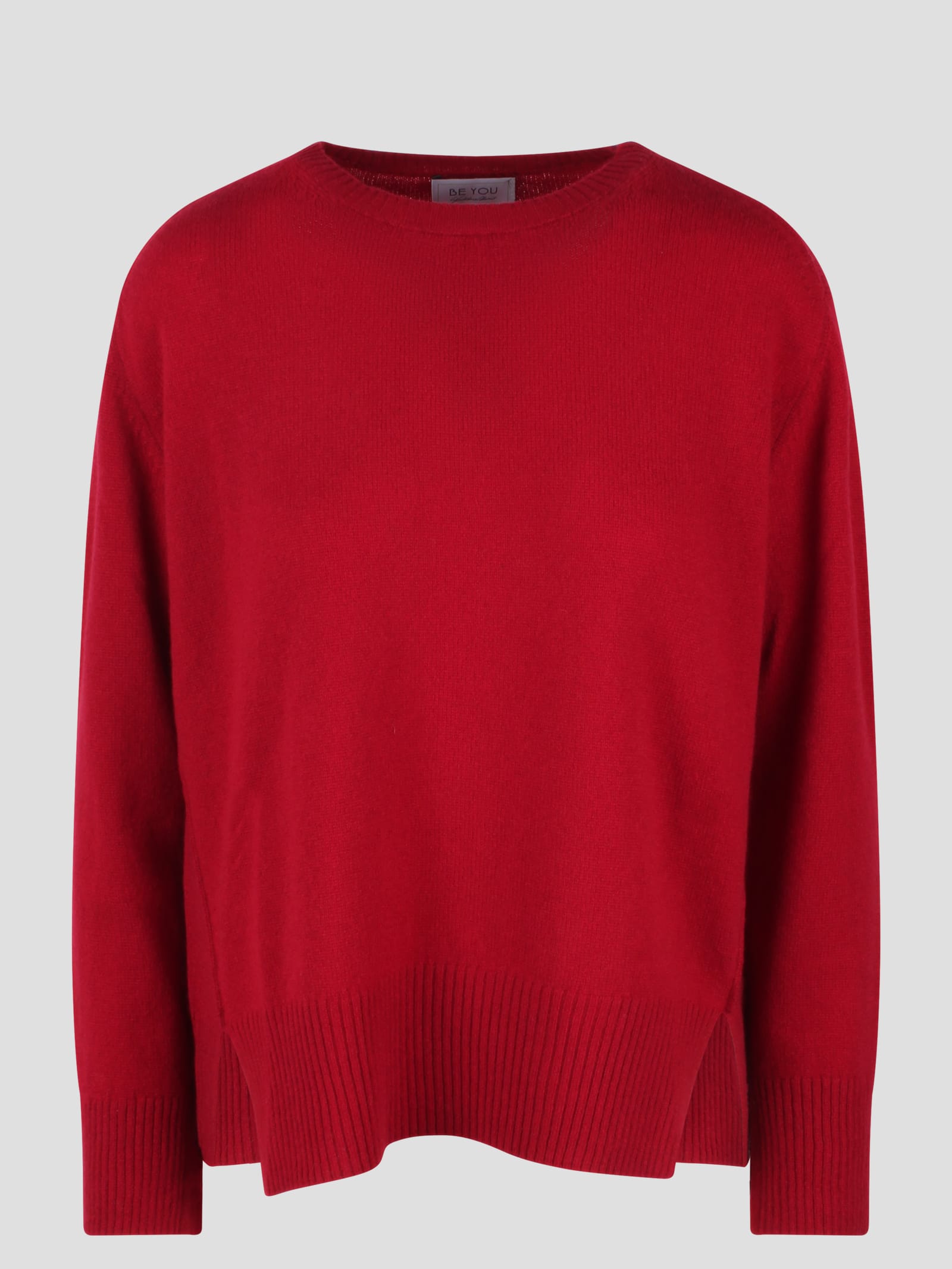 Shop Be You Relaxed Round Neck Sweater In Dark Red