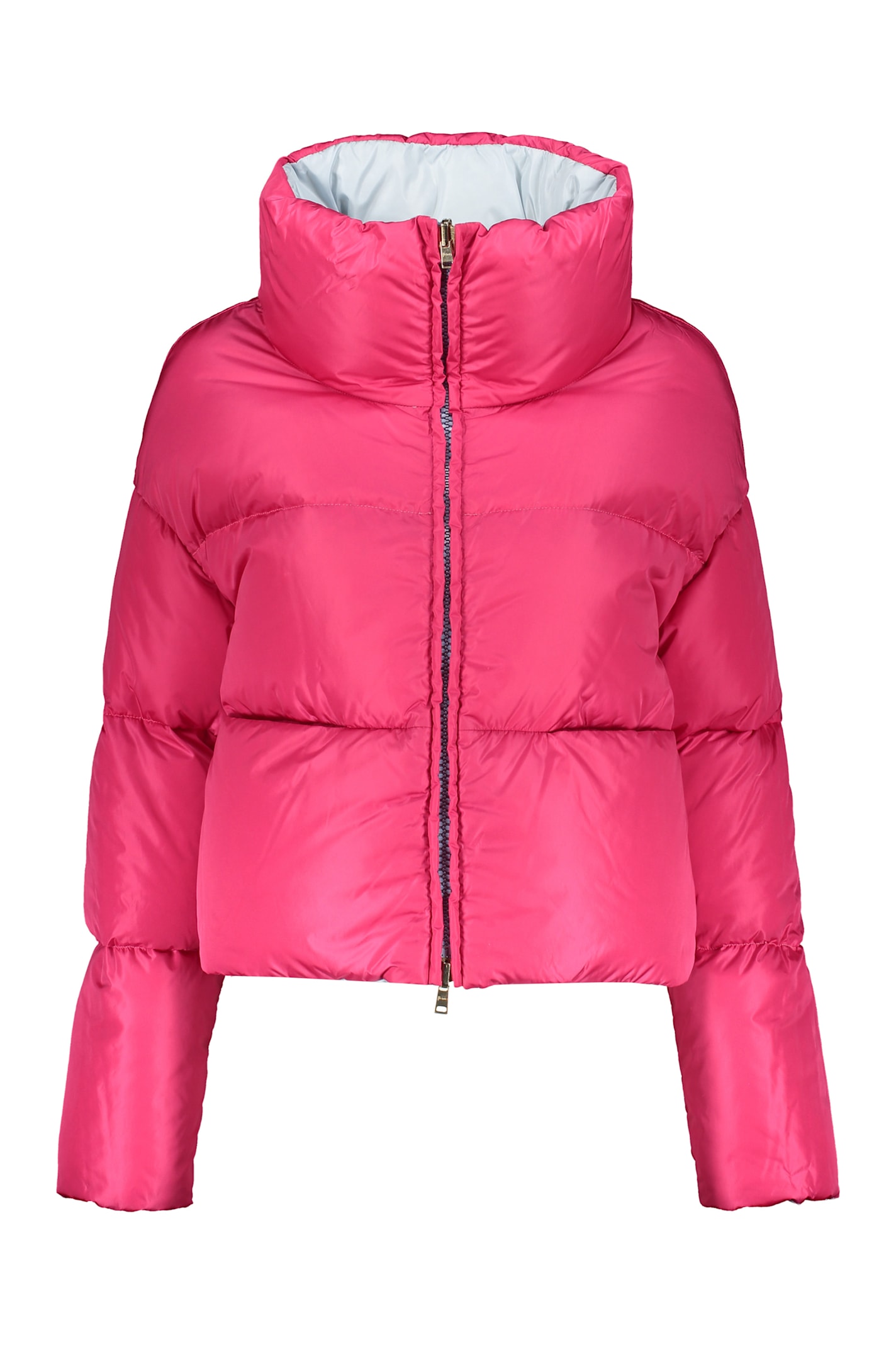 Herno Modern Winter Jacket With Pink Lining In Blue