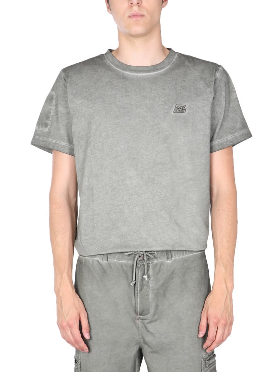 Shop Helmut Lang Military Delave Effect T-shirt In Military Green