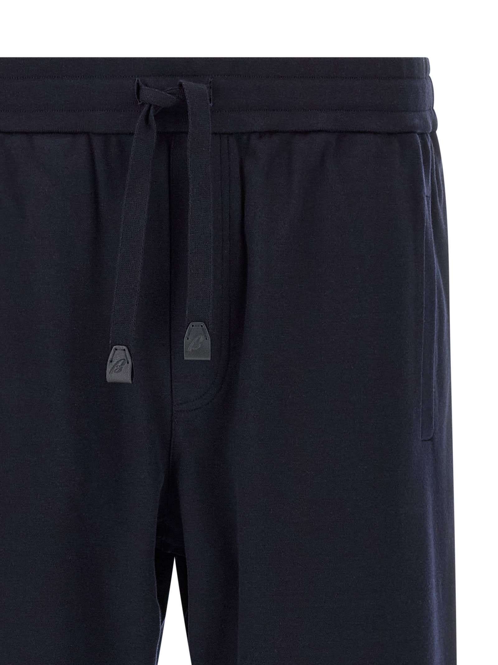 Brioni Cotton And Cashmere Joggers Pants Blue In Black