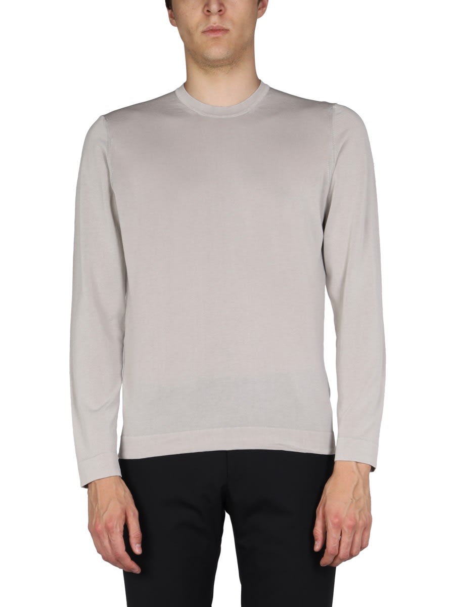 Drumohr Cotton Crew Neck Sweater In Dove