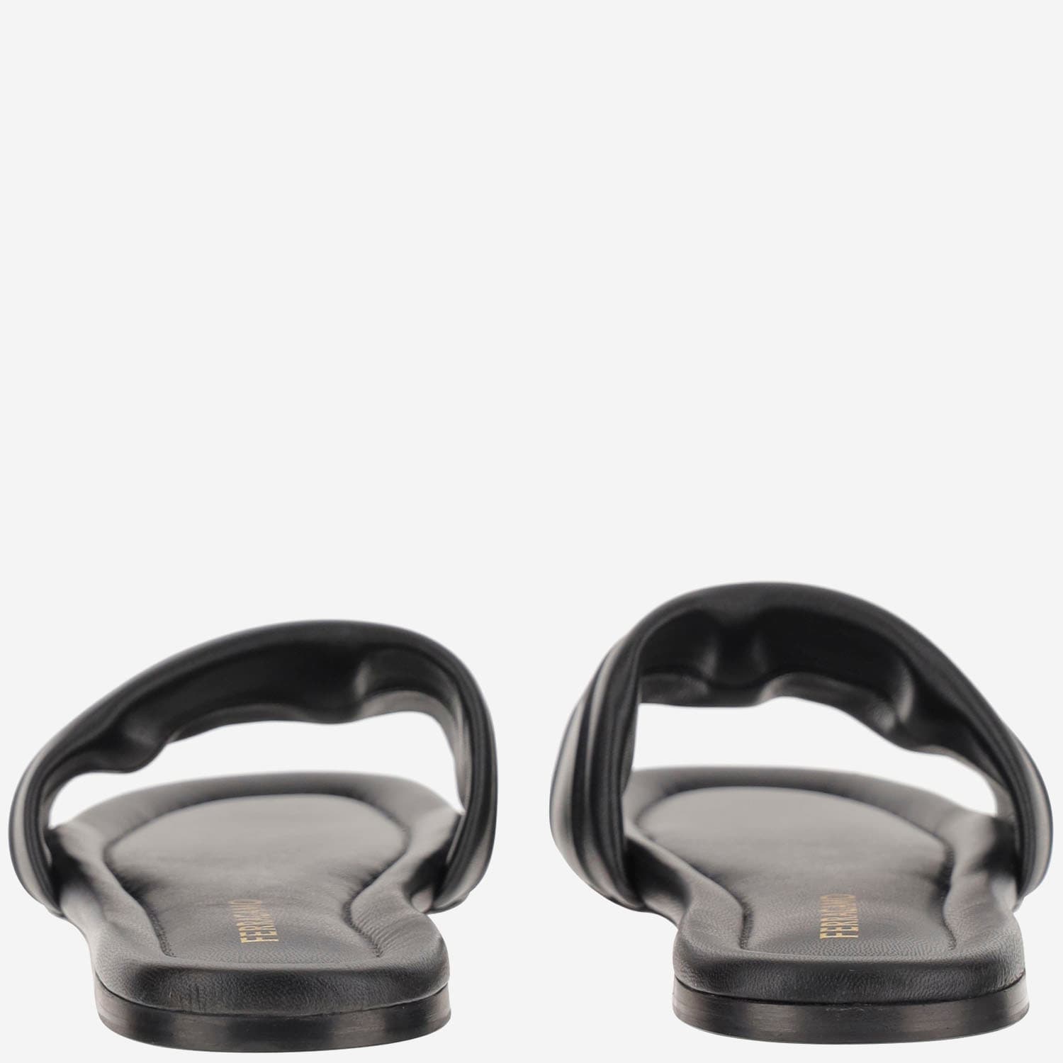 Shop Ferragamo Leather Sandals With Logo In Black
