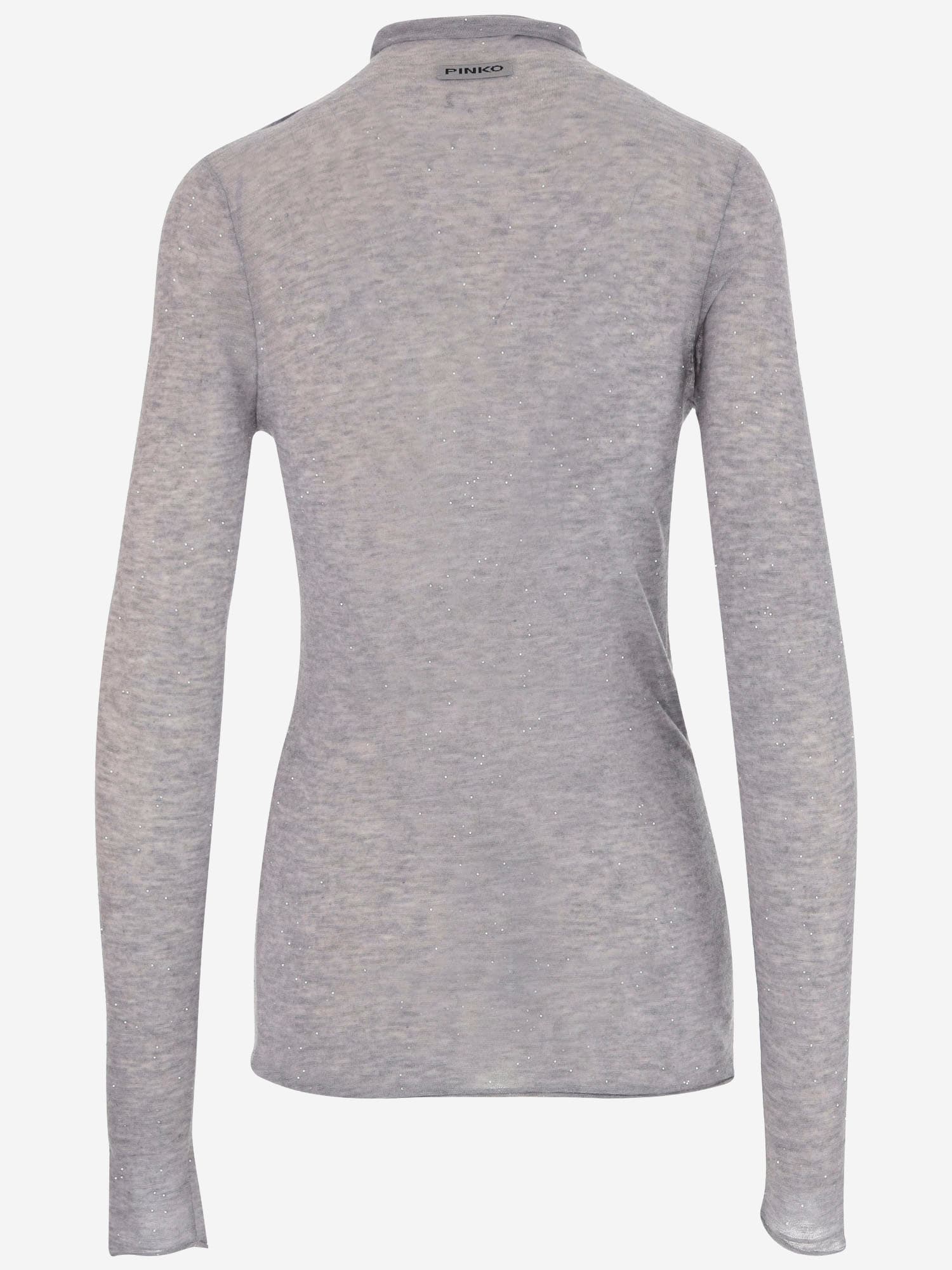 Pinko Semi-sheer Wool Sweater In Gray