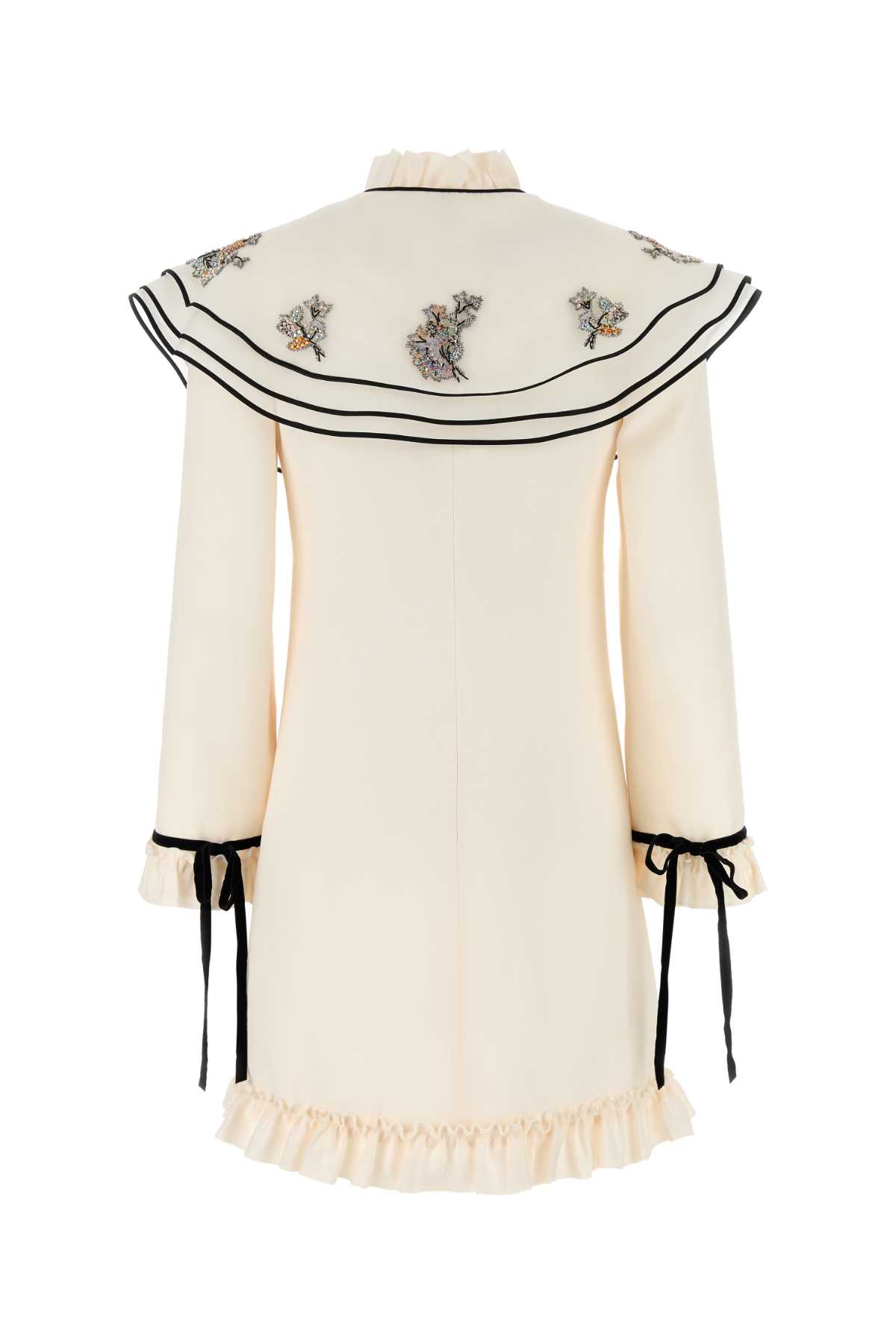 VALENTINO IVORY WOOL BLEND MINI DRESS