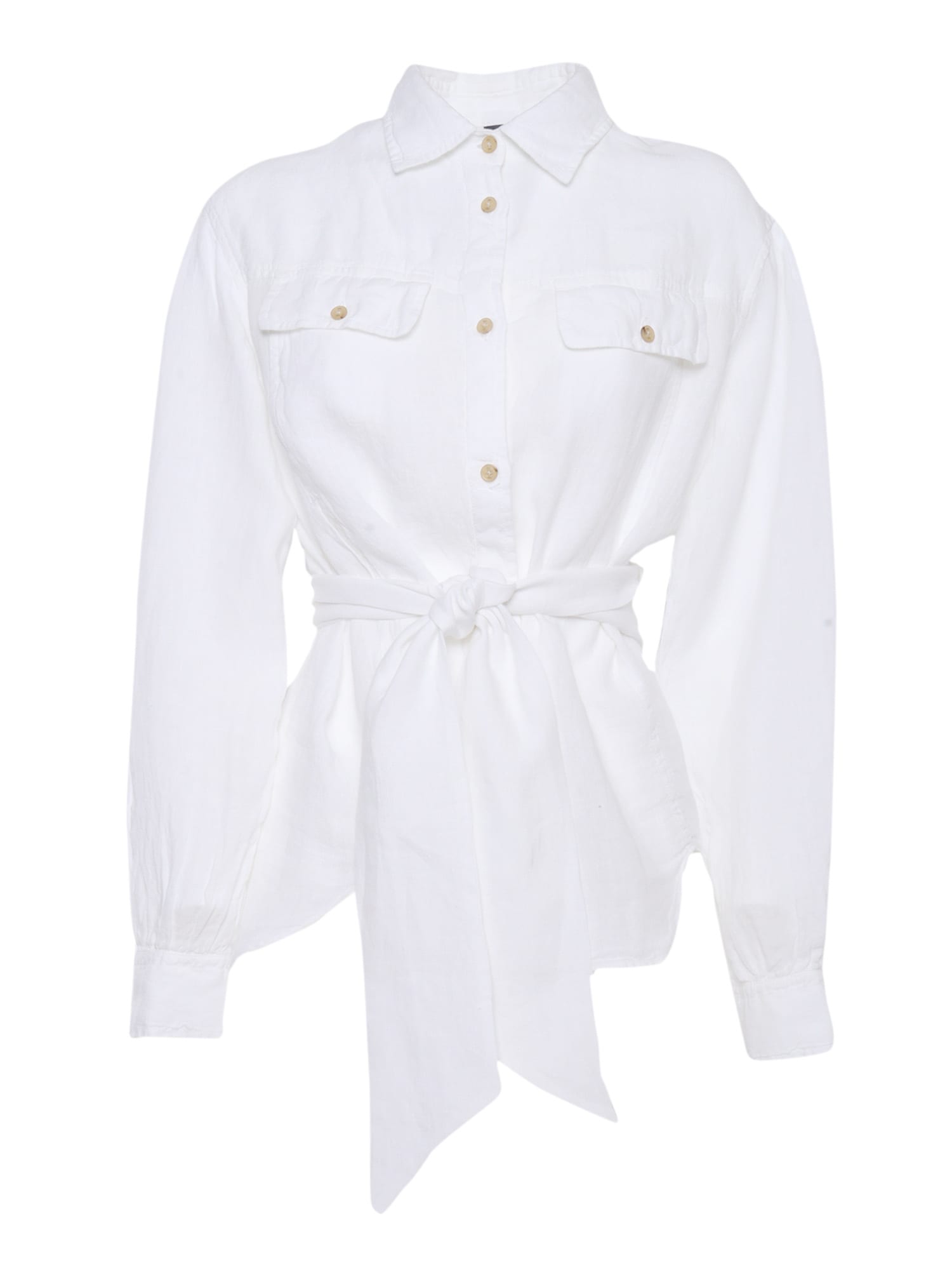 Shop Fay Shirt With Bow In White