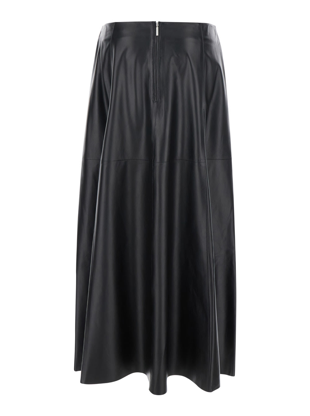 Shop Arma Black Relaxed Skirt With Zip Closure In Leather Woman