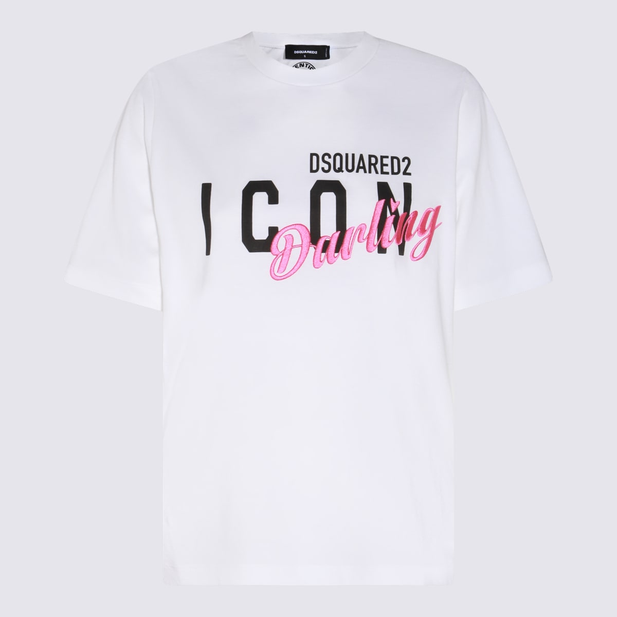 Dsquared2 White, Black And Pink Cotton T-shirt
