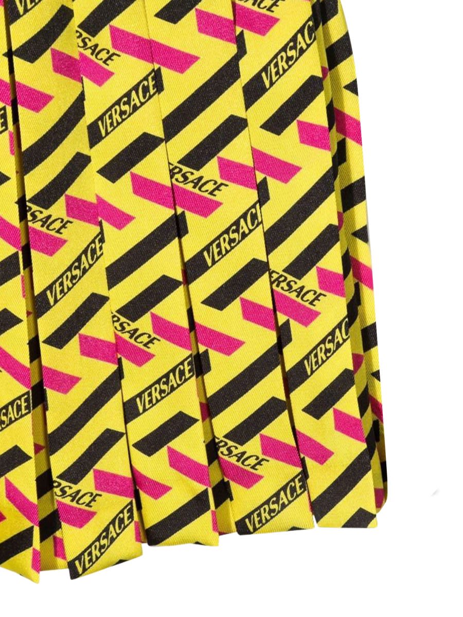Versace Skirt Twill Monogram + Elastico Logo In Yellow