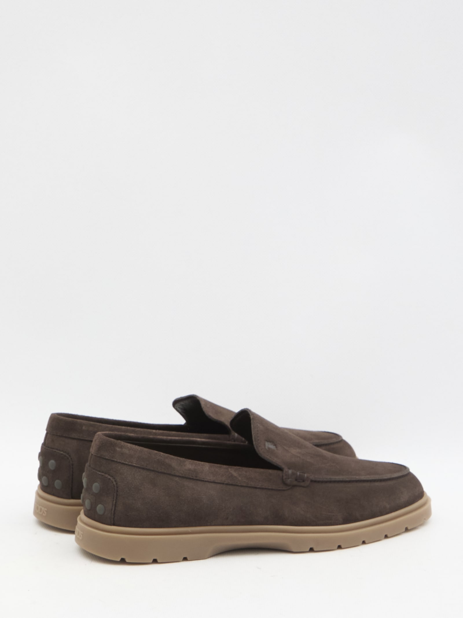 Shop Tod's Suede Loafers In Brown