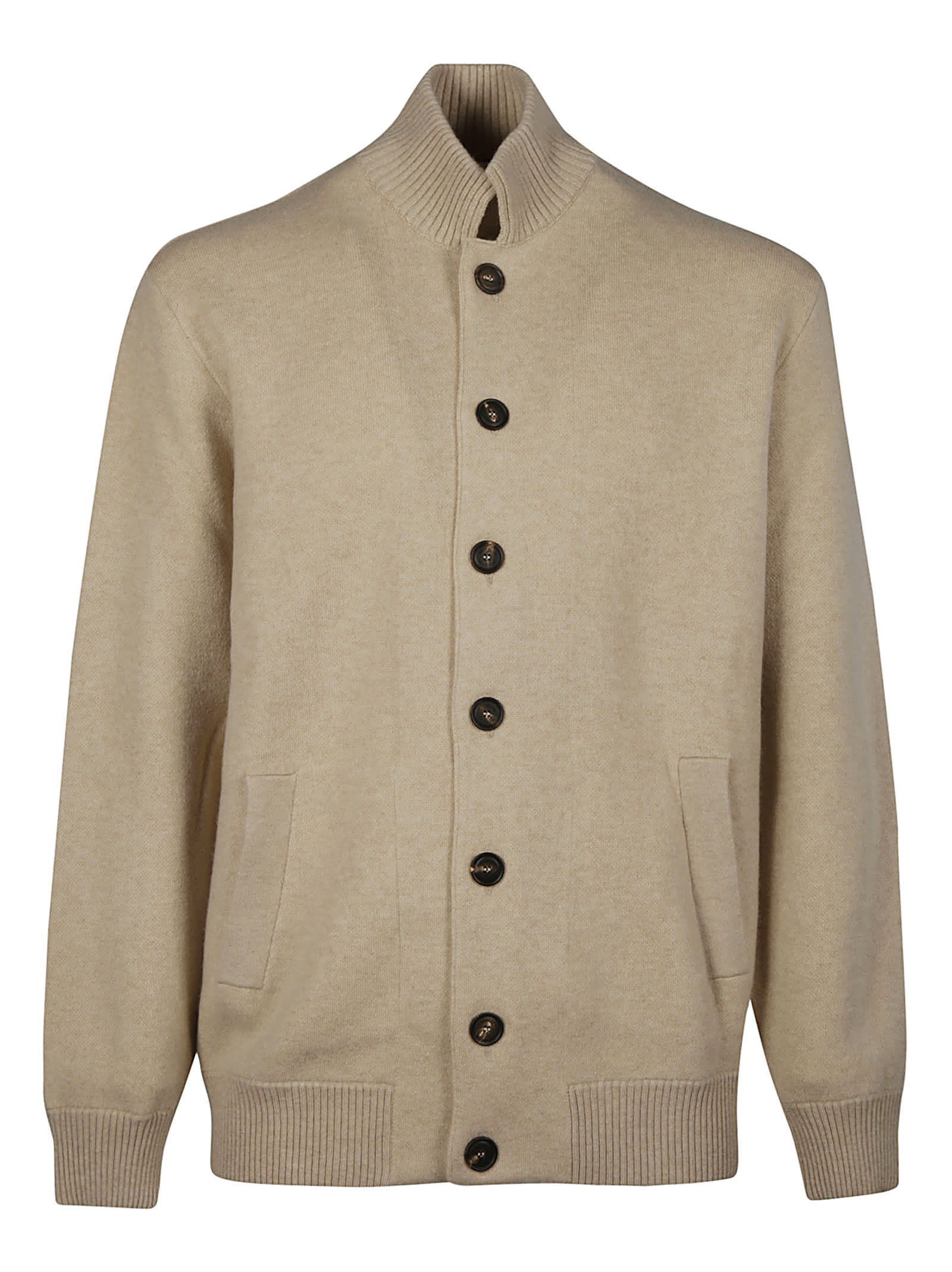 Brunello Cucinelli High-neck Ribbed Jacket In Marrone
