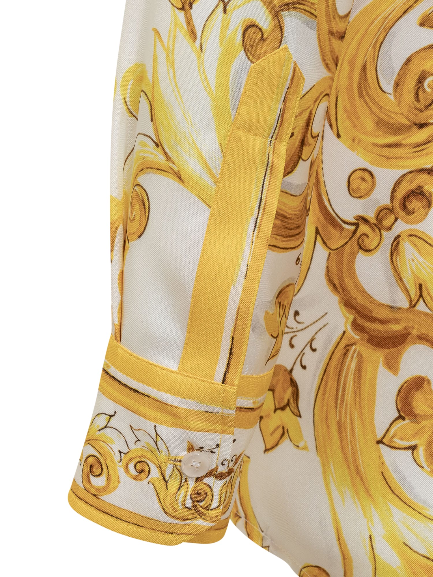 Shop Dolce & Gabbana Maiolica Silk Twill Shirt In Mix Maiolica Giallo