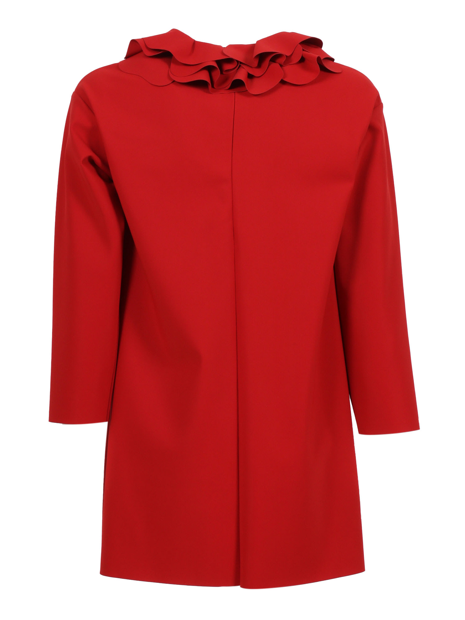 Il Gufo Ruffled Long-sleeve Dress In Red