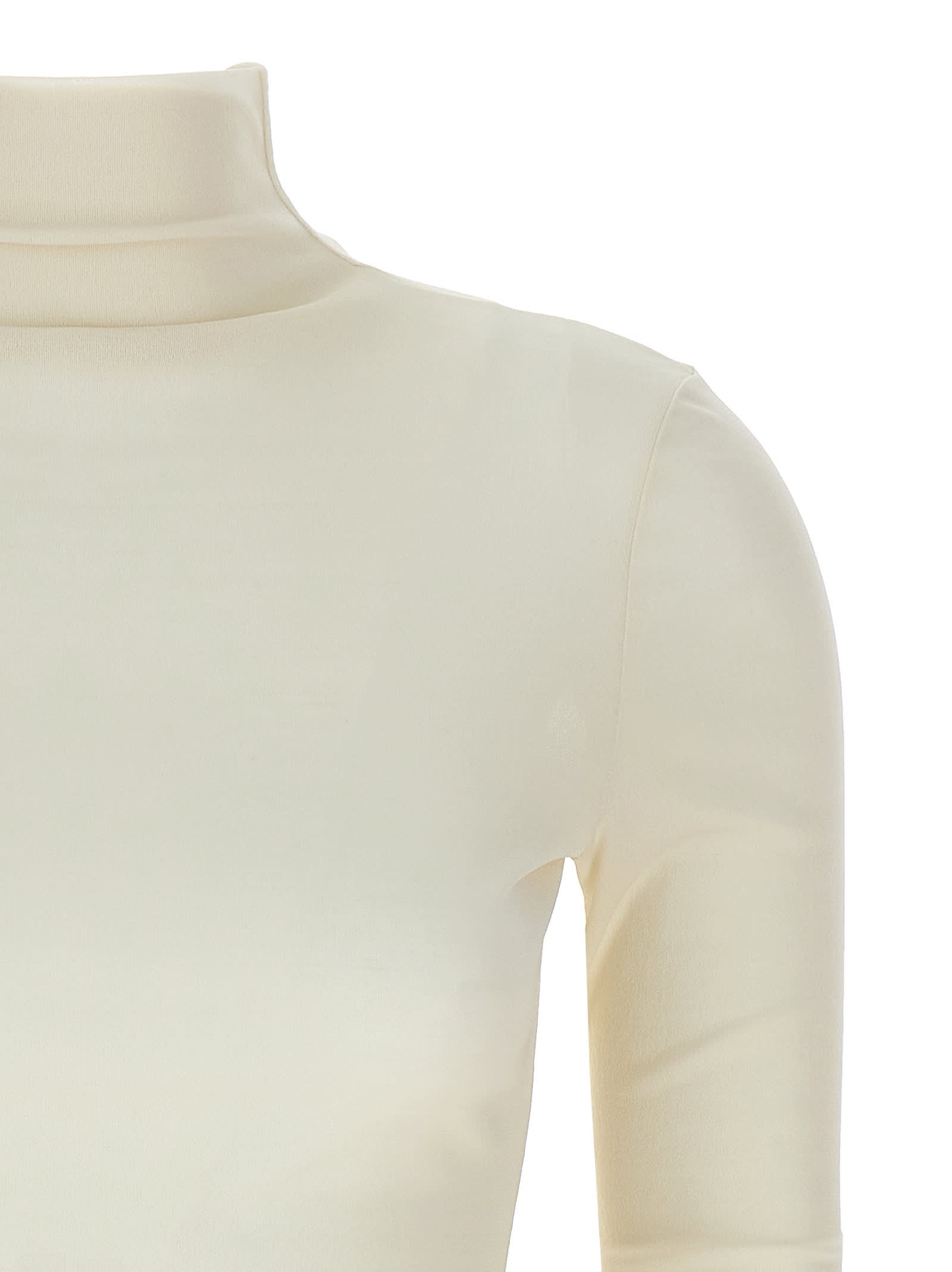 Shop Jil Sander Silk Turtleneck Top In White