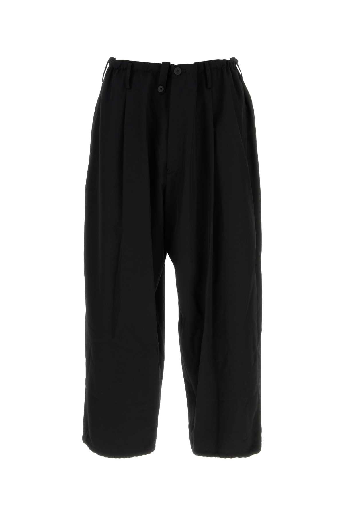 Yohji Yamamoto Loose Fit Cotton Trousers Side And Back Pockets In Black
