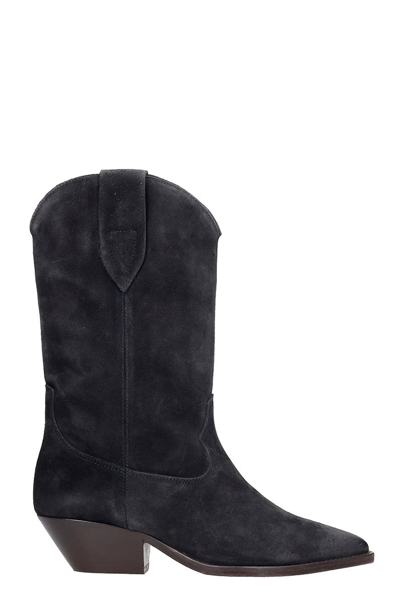 Isabel Marant Duerto Texan Ankle Boots In Black Suede