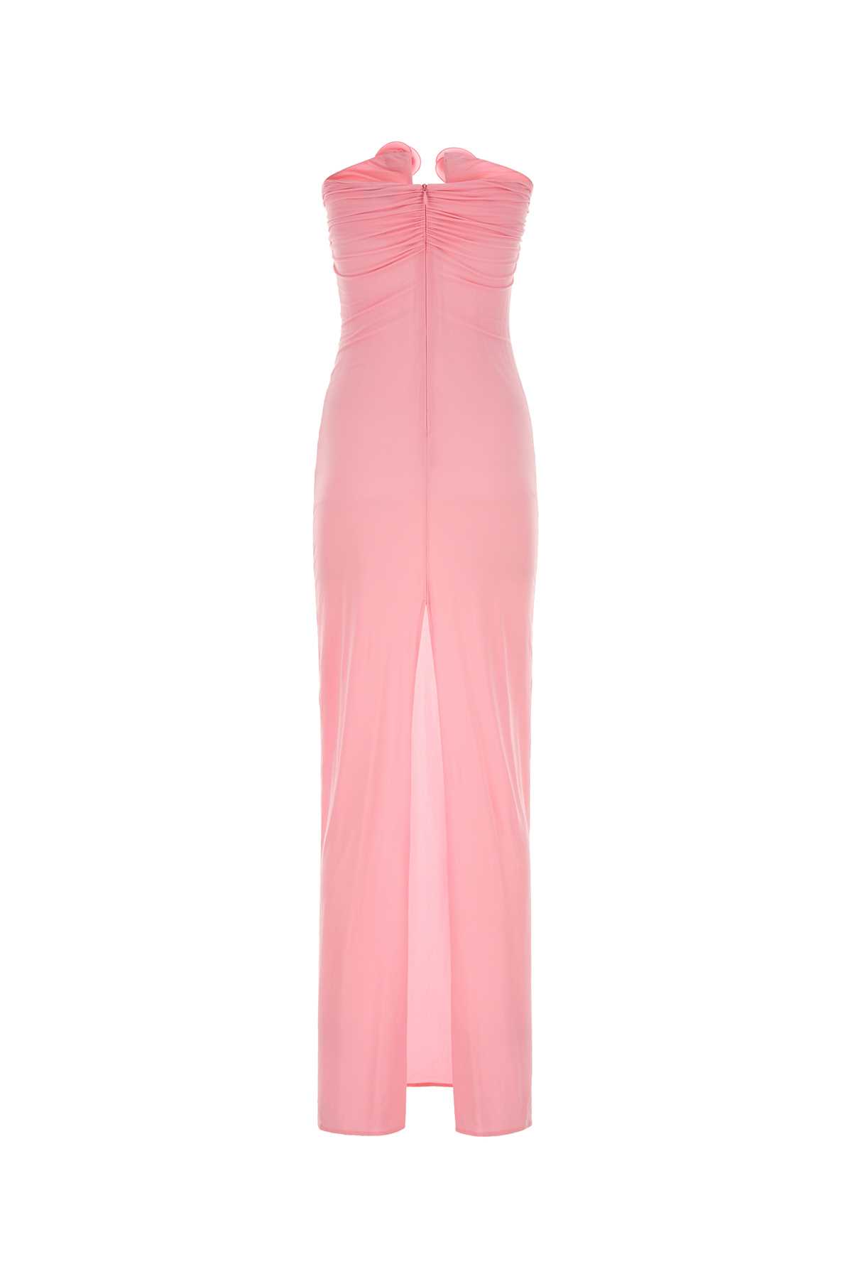 MAGDA BUTRYM PINK STRETCH NYLON LONG DRESS