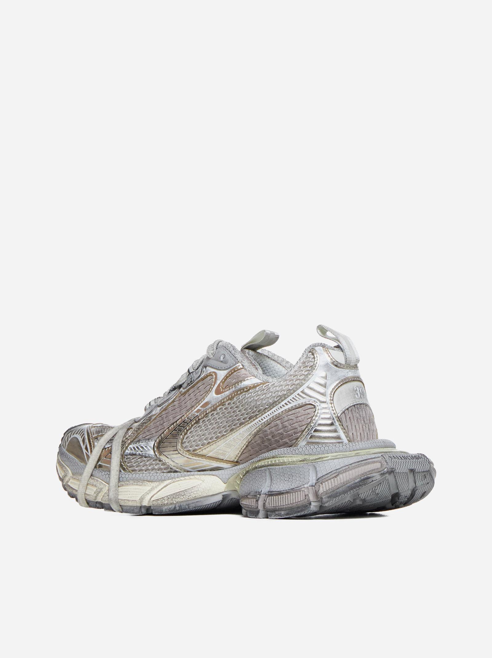 Shop Balenciaga 3xl Mesh And Faux Leather Sneakers In Silver